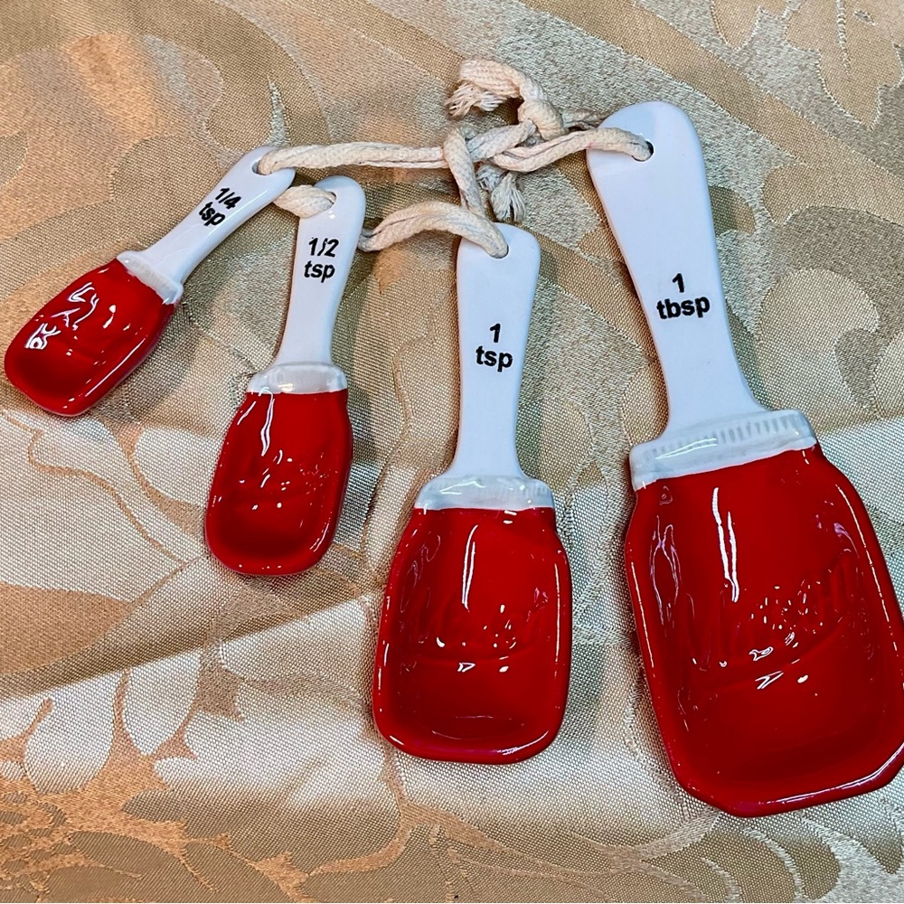 Vintage MASON Ceramic Measuring Spoons Red & White